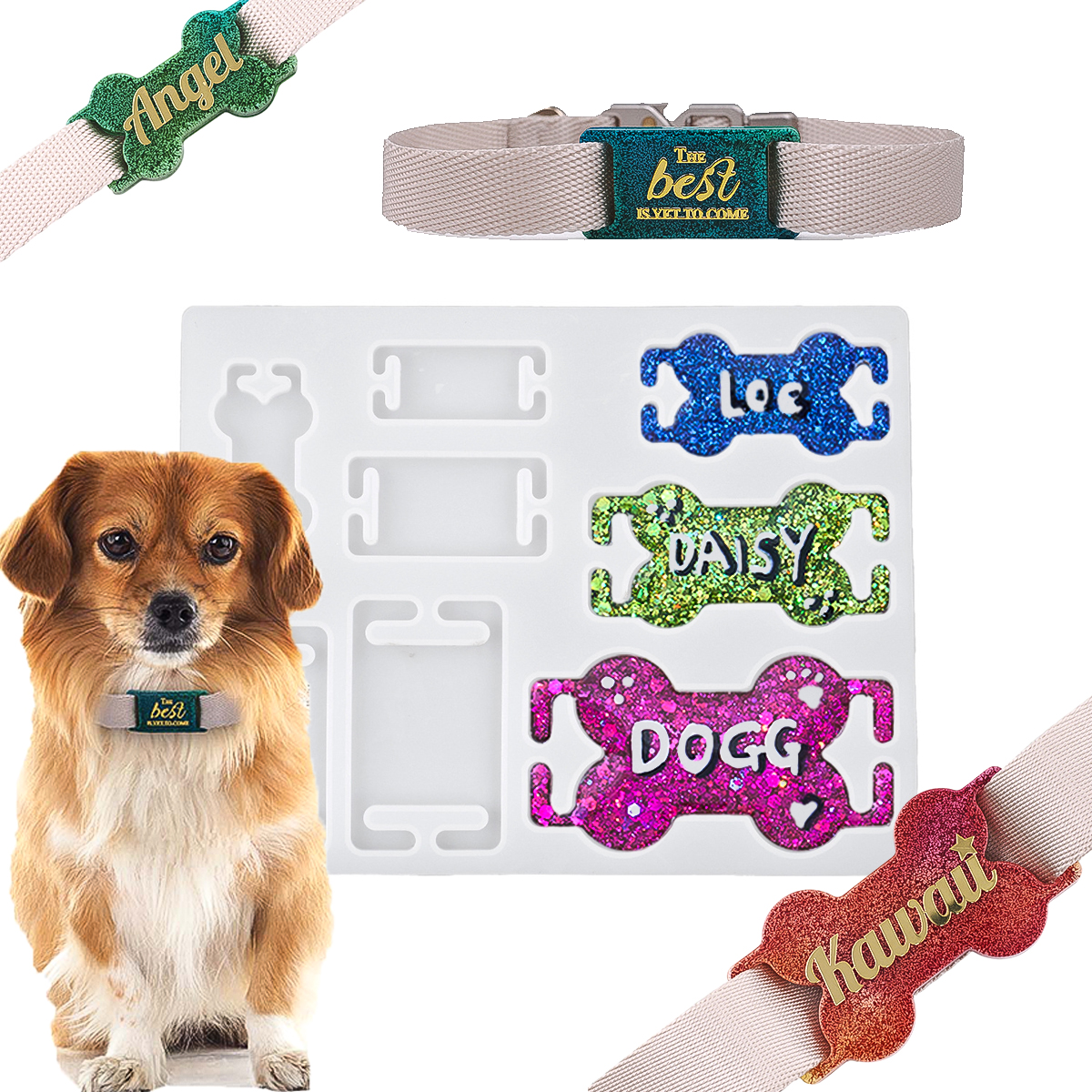 DIY Cat Dog ID Tag Silicone Mo - đánh giá và giá Name Necklace Custom