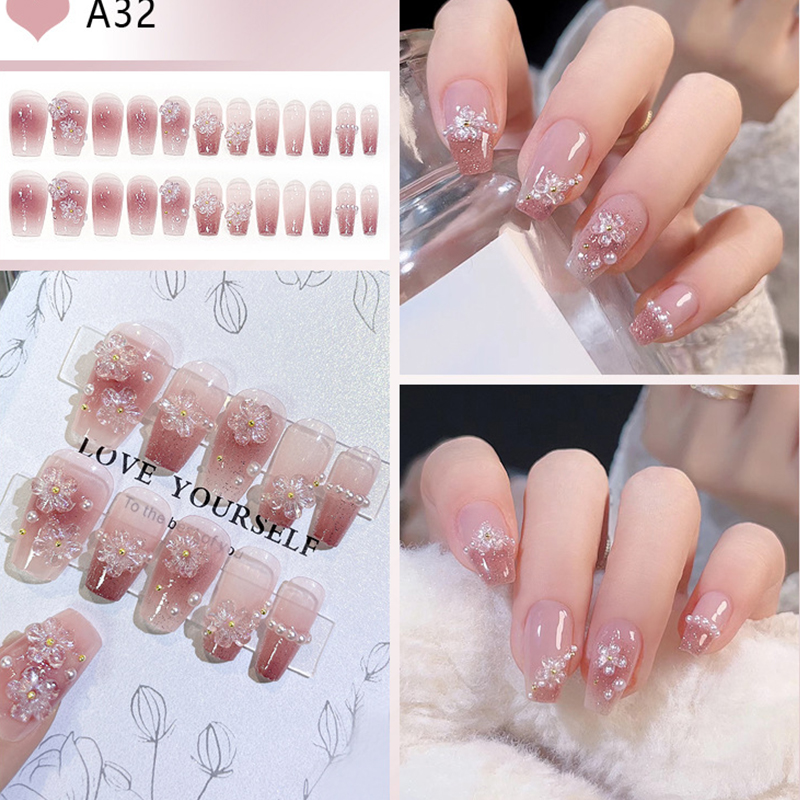24pcs Medium Long Acrylic Fake - đánh giá và giá Pressed Flower Art