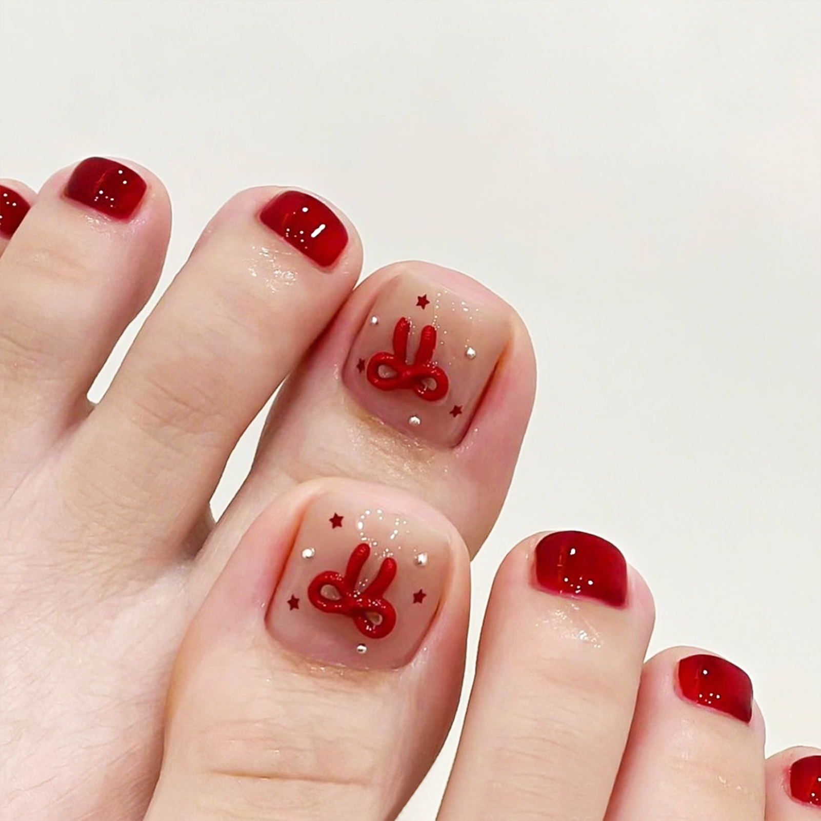 Nude Pink Color Fake Toenails  - đánh giá và giá Pressed Flower Art