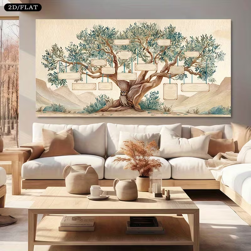 2D Flat, 2D Flat, Large Canvas - đánh giá và giá Family Tree Print