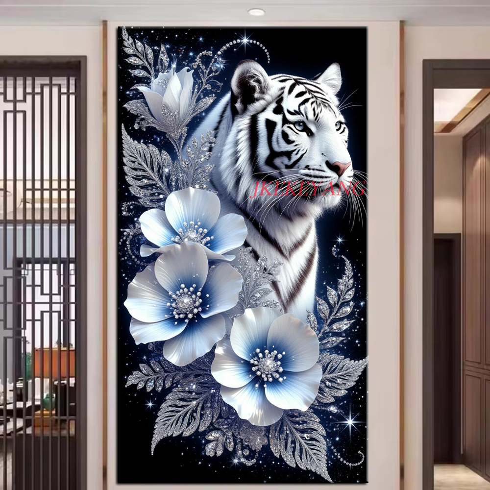 Beautiful White Tiger and Flow - đánh giá và giá Photo Mosaic Print