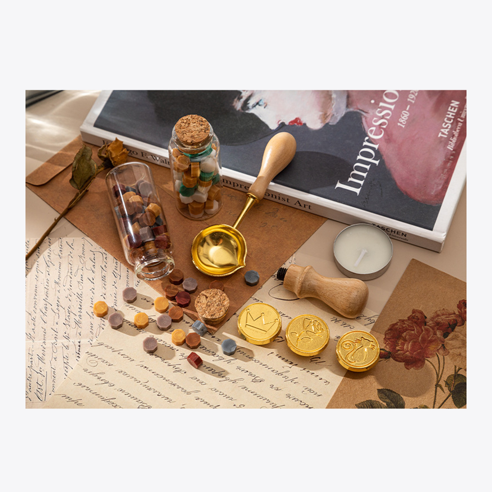 【HOT】Wax Seal Stamp Kit with 3 - đánh giá và giá Wax Seal Letter Kit