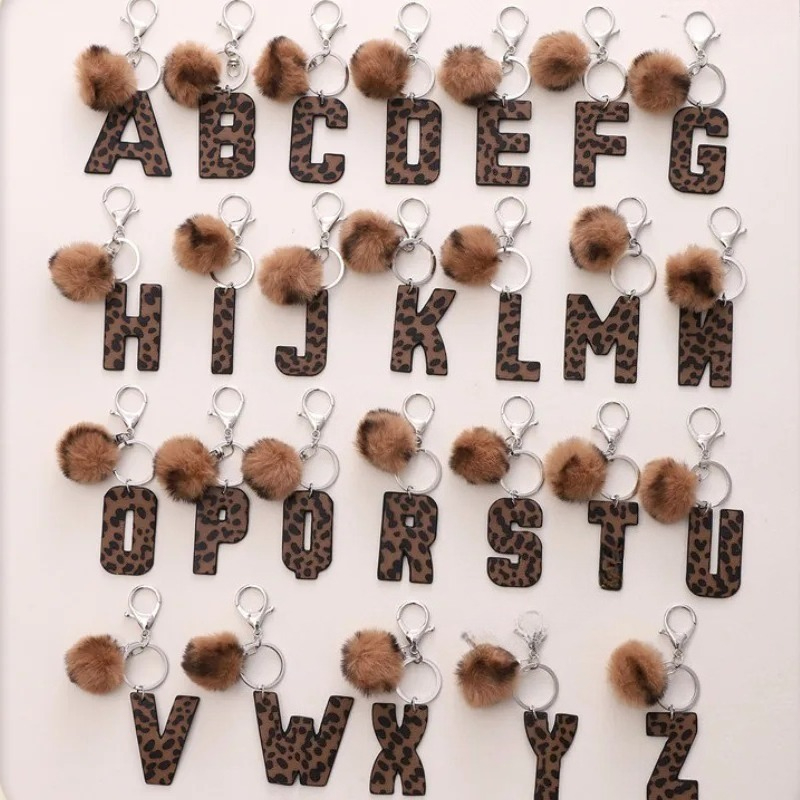 A-M Fashion Leopard Alphabet A - đánh giá và giá Monogram Keychain Leather