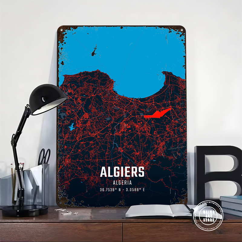Algiers City Map Metal Poster  - đánh giá và giá Custom Map Poster