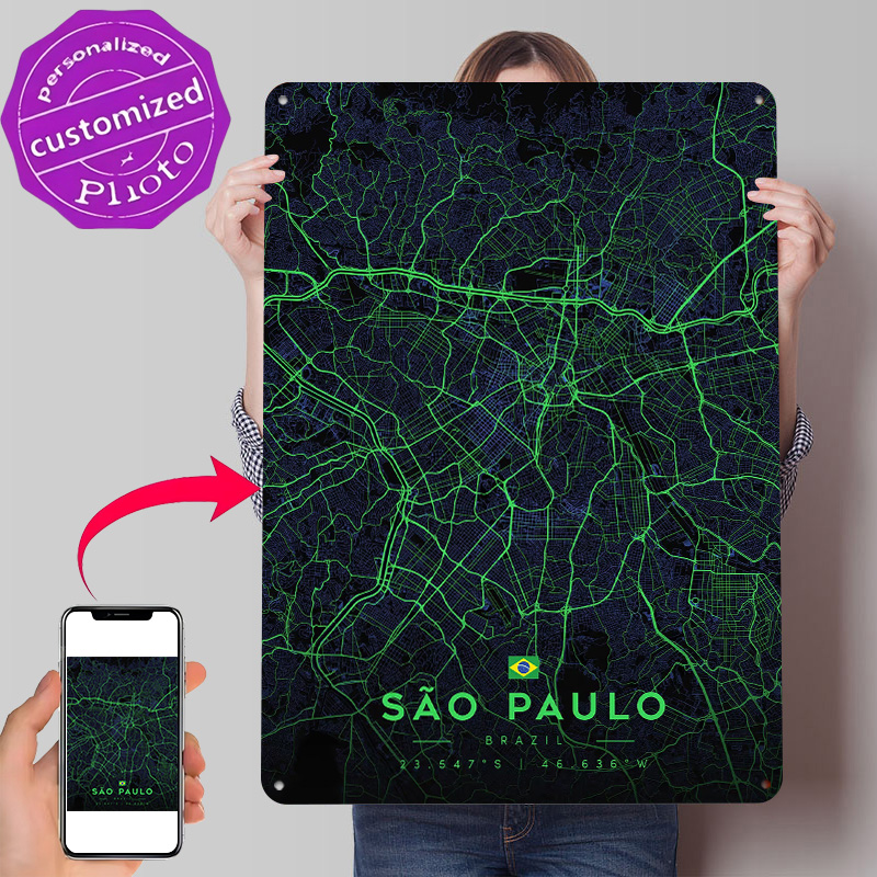 Sao Paulo City Map Art Tin Pos - đánh giá và giá Custom Map Poster