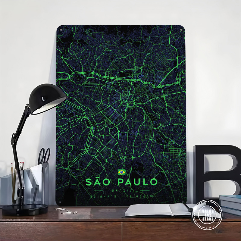Sao Paulo City Map Art Tin Pos - đánh giá và giá Custom Map Poster