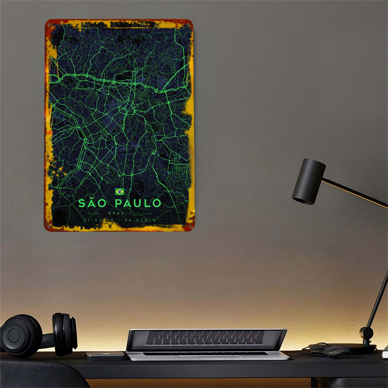 Sao Paulo City Map Art Tin Pos - đánh giá và giá Custom Map Poster