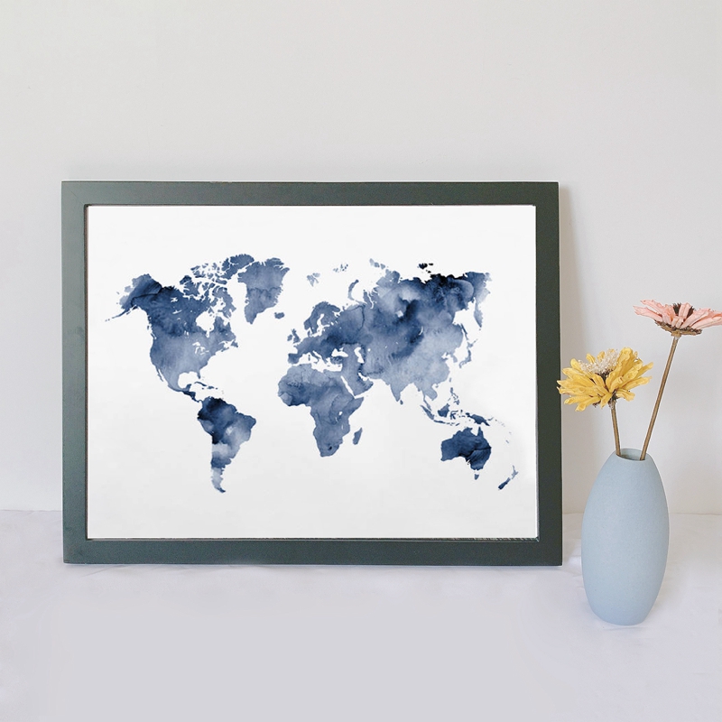 Blue World Map Print Navy Map  - đánh giá và giá Custom Star Map