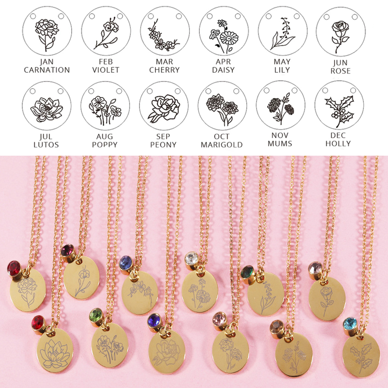 Crystal Birthstone Necklace fo - đánh giá và giá Birth Flower Necklace