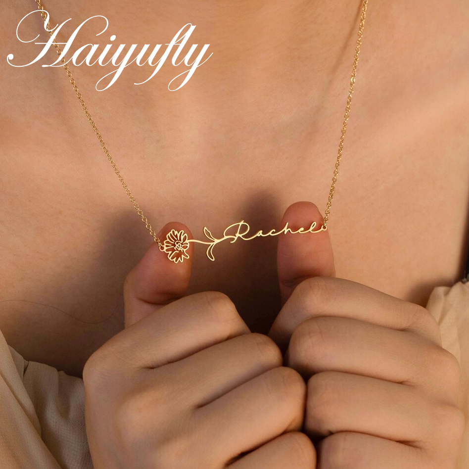 Haiyufly Custom Name Necklace  - đánh giá và giá Birth Flower Necklace