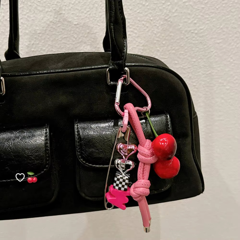 Y2k Cute Cherry Alphabet PU Le - đánh giá và giá Monogram Keychain Leather