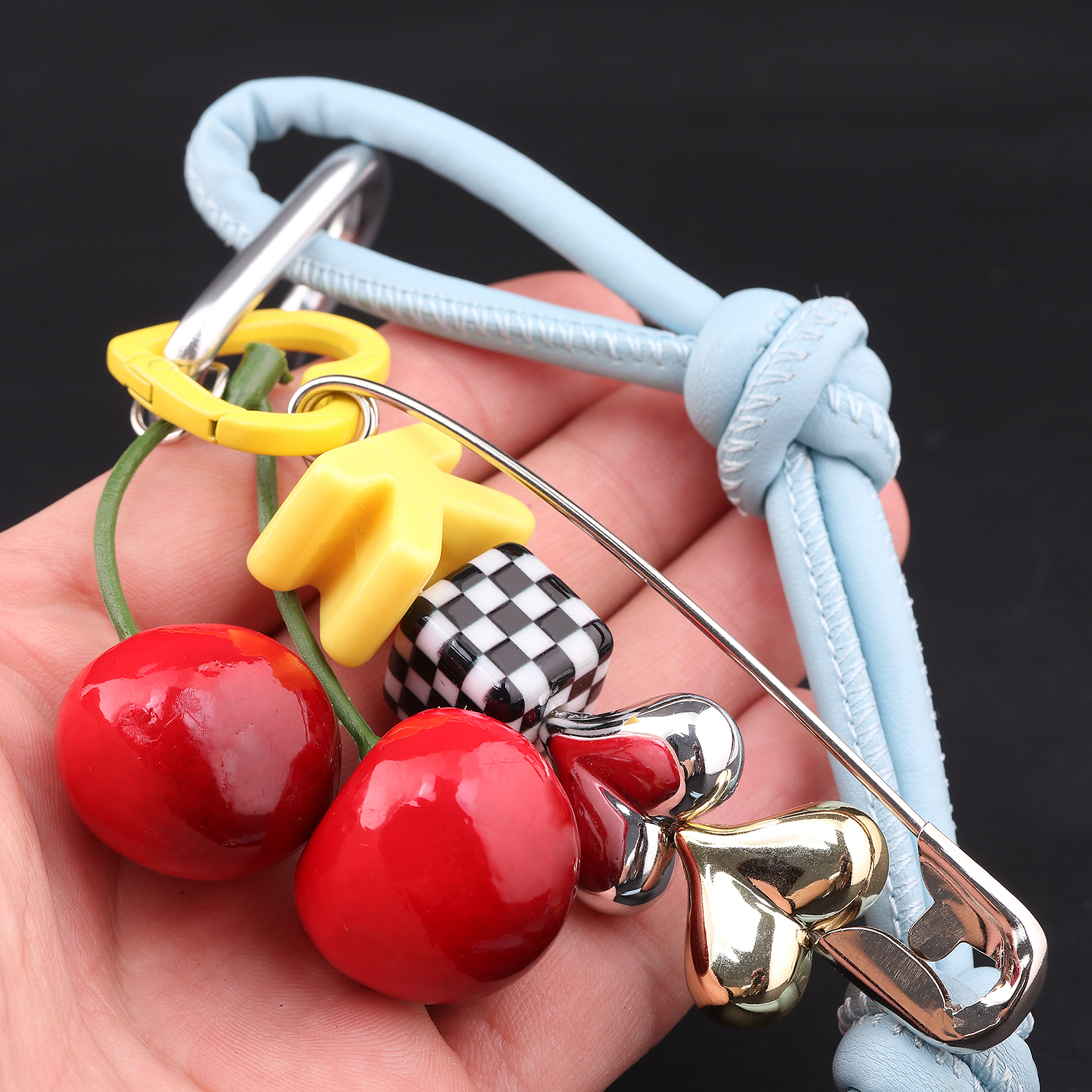 Y2k Cute Cherry Alphabet PU Le - đánh giá và giá Monogram Keychain Leather