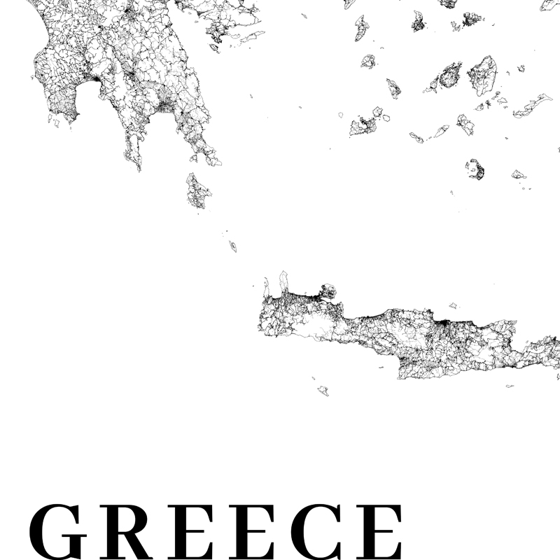 Greece Road Map Poster Black a - đánh giá và giá Custom Star Map