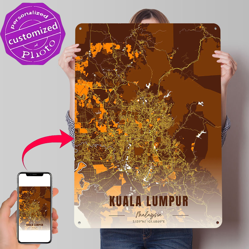 Kuala Lumpur Map Art Printed P - đánh giá và giá Custom Map Poster