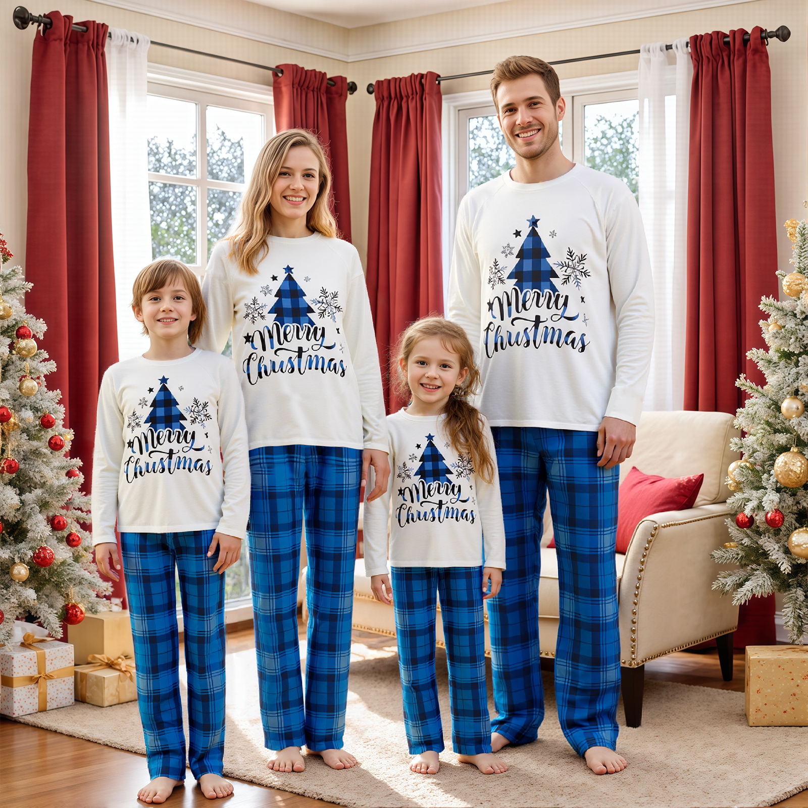Family Matching Christmas Paja - đánh giá và giá Family Tree Print