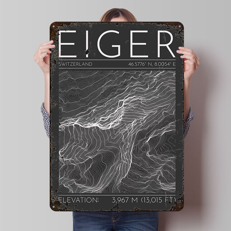 Eiger Mountain Topographic Con - đánh giá và giá Custom Map Poster