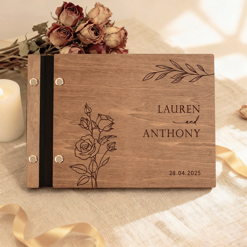 Personalized Wooden Wedding Gu - đánh giá và giá Custom Photo Book