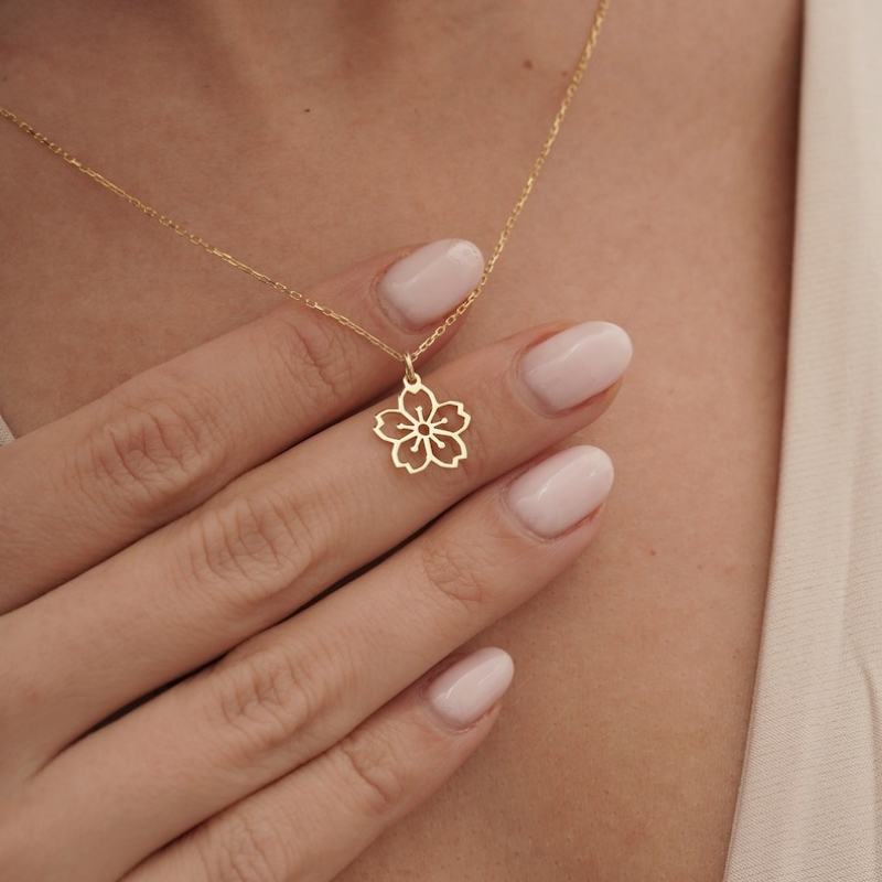 Dainty Sakura Flower Charm Nec - đánh giá và giá Birth Flower Necklace