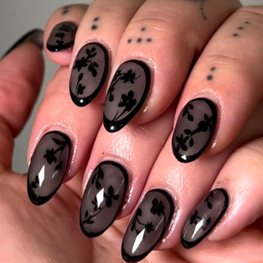 24pcs Leopard Print Brown Nail - đánh giá và giá Pressed Flower Art