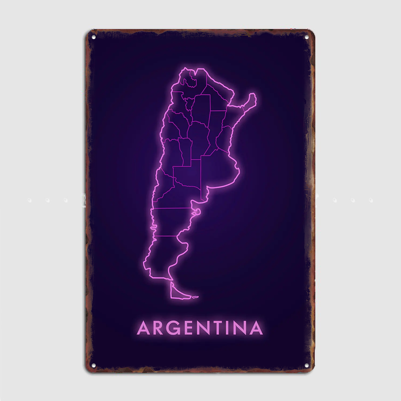 Argentina Neon Map Metal Sign  - đánh giá và giá Custom Map Poster