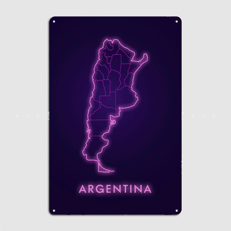 Argentina Neon Map Metal Sign  - đánh giá và giá Custom Map Poster